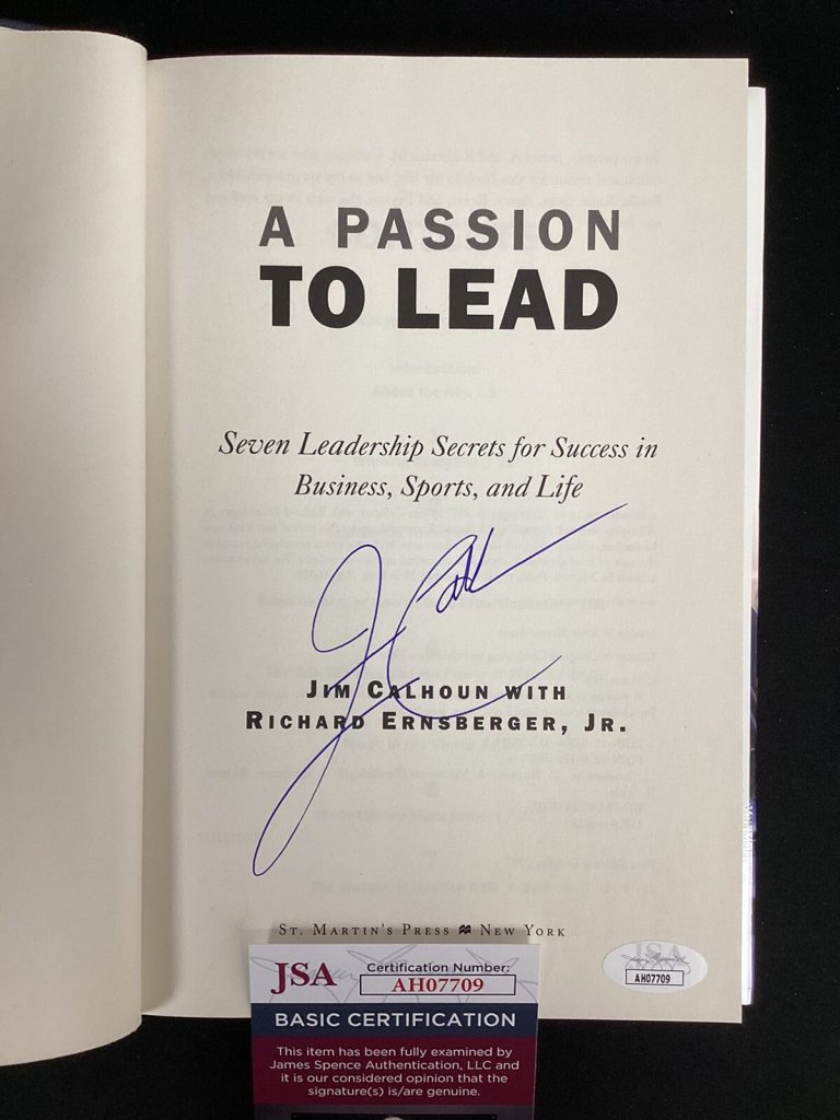 Jim Calhoun Signed Book A Passion To Lead Huskies￼ Autograph Basketball￼ JSA