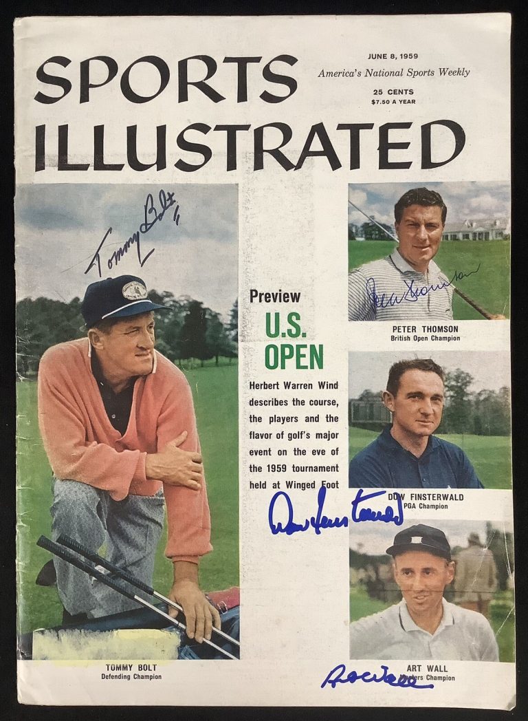 Tommy Bolt Signed Sports Illustrated 6/8/59 Masters Golf Art Auto JSA US Open