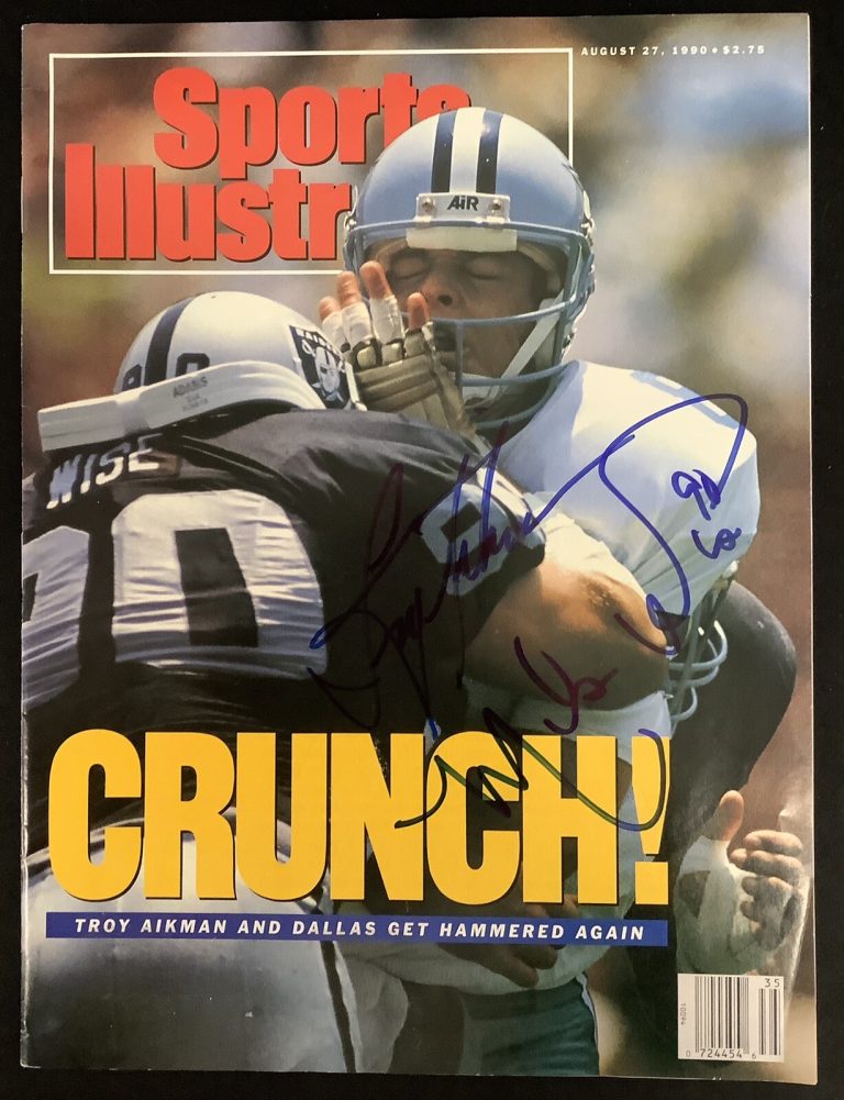 Troy Aikman Signed Sports Illustrated 8/27/90 Mike Wise Raiders￼ Autograph JSA