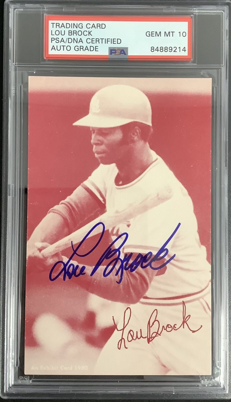 Lou Brock Signed Postcard 1980 Exhibit￼s Baseball Cardinals￼ PSA/DNA HOF Auto 10