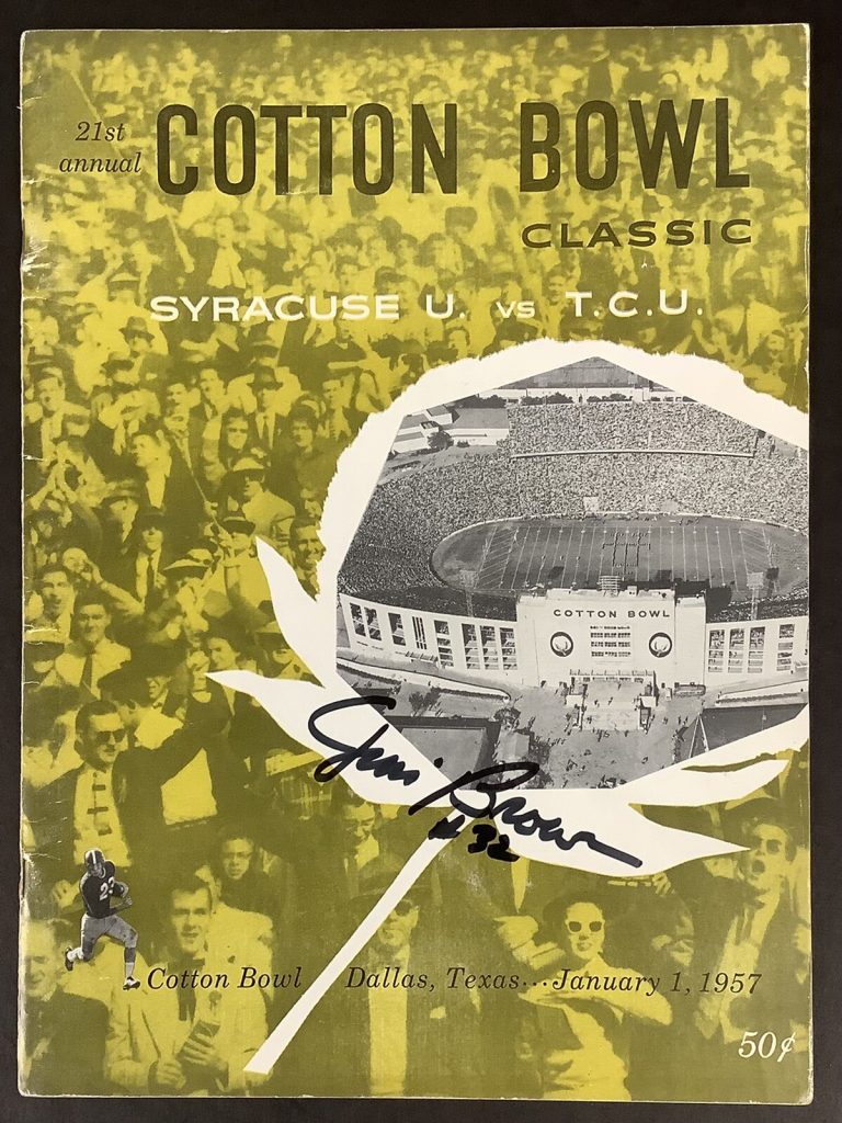 Jim Brown Signed 1957 Cotton Bowl Program Syracuse￼ Football￼ HOF Autograph JSA