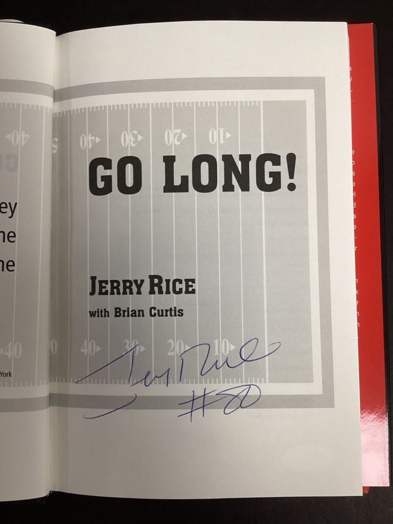 Jerry Rice Signed Book Go Long HCB Football SF 49ers Autograph HOF JSA GOAT