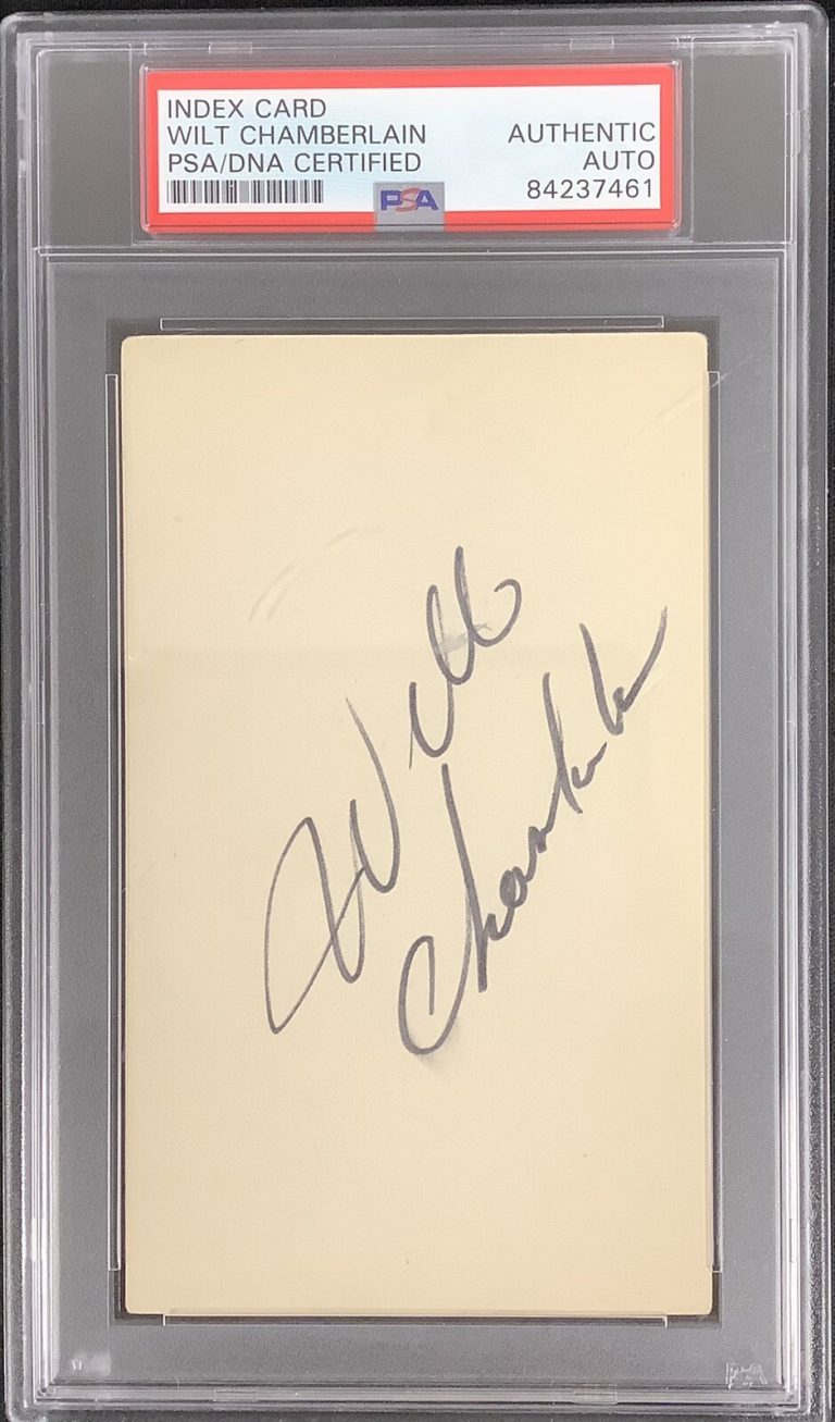 Wilt Chamberlain Signed Index Card NBA 50 Basketball HOF Autograph PSA/DNA NIce