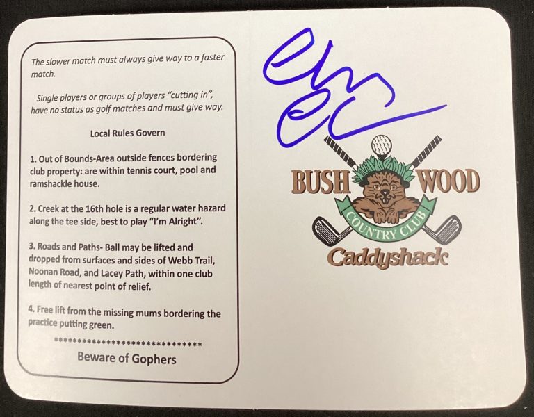 Chevy Chase Signed Scorecard Caddyshack Bushwood Country Club Auto Blue Beckett