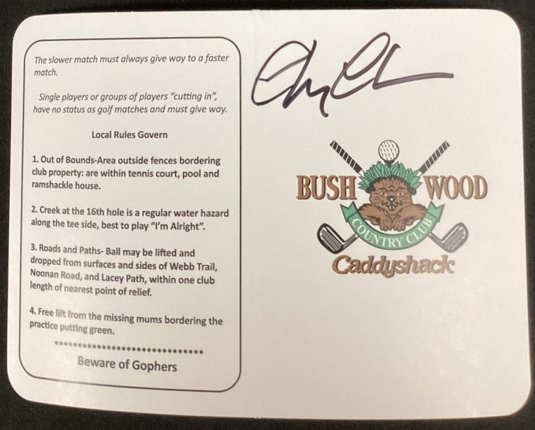 Chevy Chase Signed Scorecard Caddyshack Bushwood Country Club Auto Black Beckett