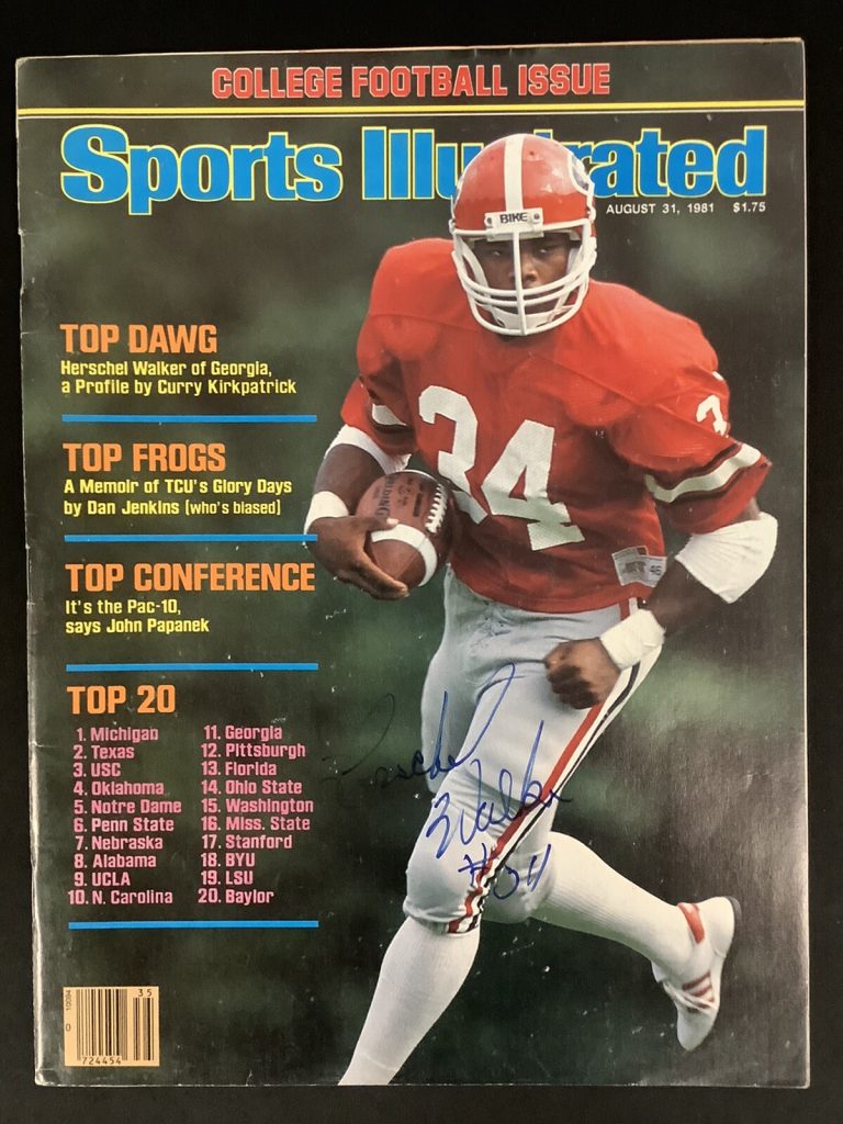Herschel Walker Signed Sports Illustrated 8/31/81 No Label Georgia Autograph JSA