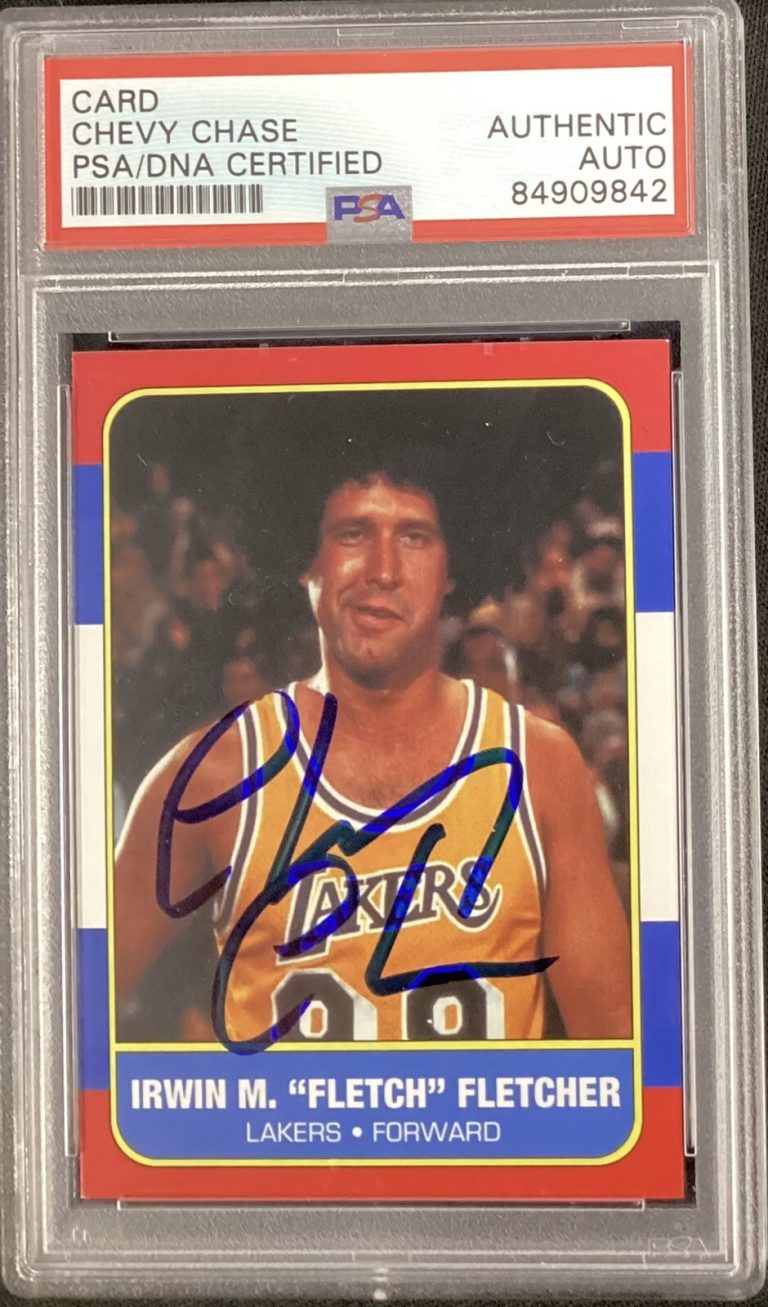 Chevy Chase Signed Card Irwin Fletch Fletcher Lakers 1986 Fleer PSA/DNA Auto