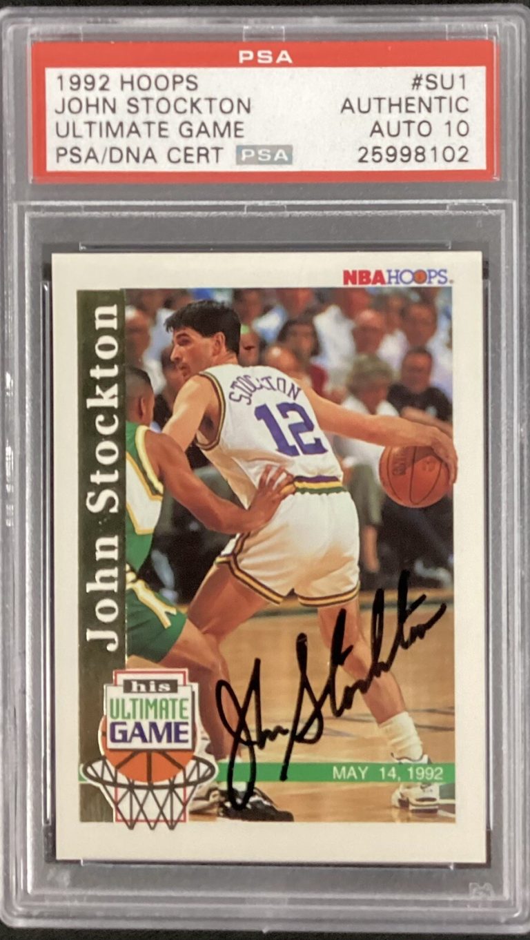 John Stockton Signed 1992 Hoops #SU1 Basketball Card Auto HOF PSA/DNA Gem MT 10