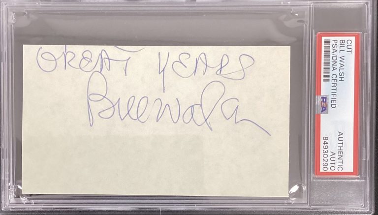 Bill Walsh Signed Index Card Cut Football HOF Vintage Autograph SF 49ers PSA/DNA