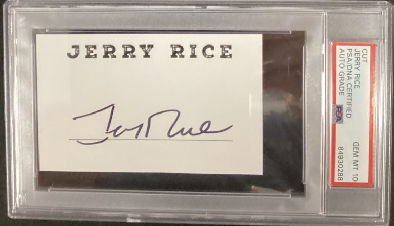 Jerry Rice Signed Index Card Cut Football HOF Autograph 49ers PSA/DNA Auto 10 #1