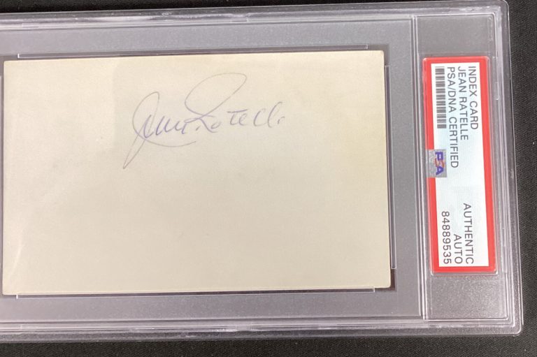 Jean Ratelle Signed Index Card Hockey HOF Rangers Gag Line Autograph PSA/DNA