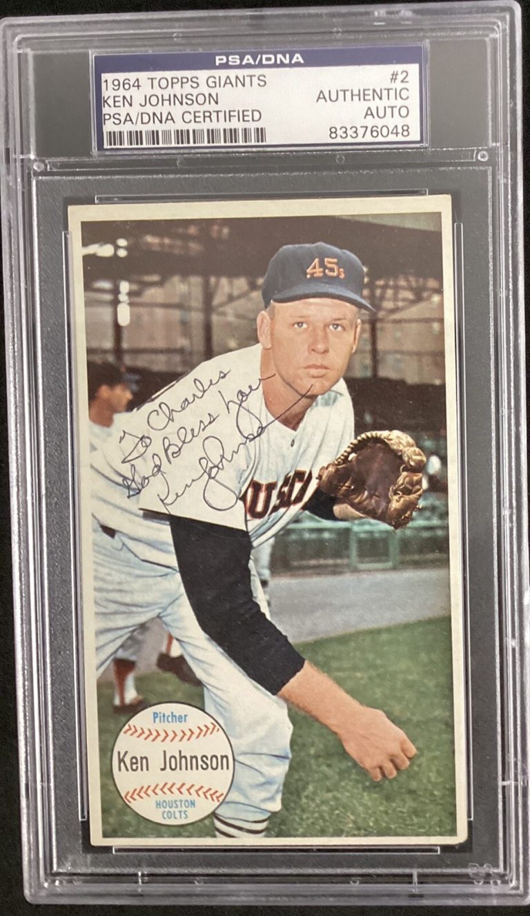 Ken Johnson Signed 1964 Topps Giants #2 Card Colt 45s Baseball Autograph PSA/DNA