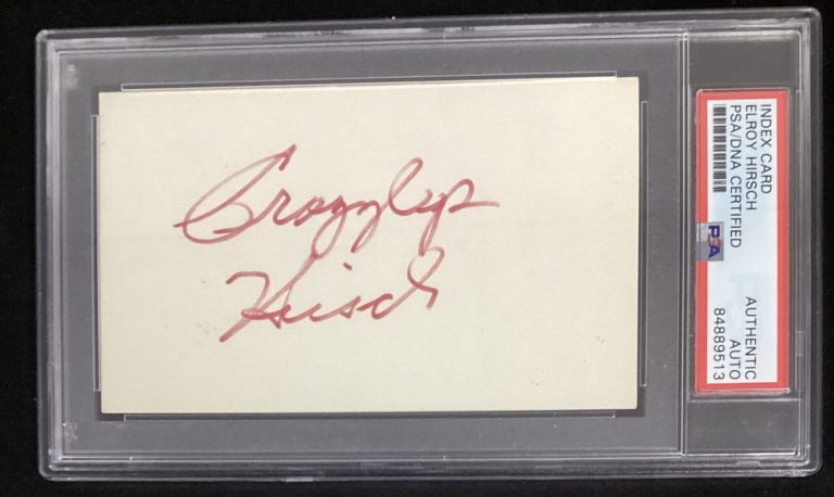 Elroy Hirsch Signed Index Card Football HOF LA Rams Crazylegs Autograph PSA/DNA