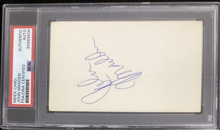 John Madden ￼Signed Index Card Football Oakland Raiders HOF Autograph PSA/DNA