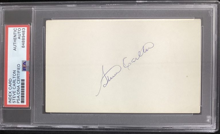 Steve Carlton Signed Index Card Baseball HOF Phillies Vintage Autograph PSA/DNA