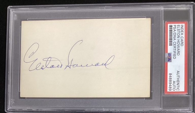Elston Howard ￼Signed Index Card Baseball Yankees Autograph Catcher PSA/DNA