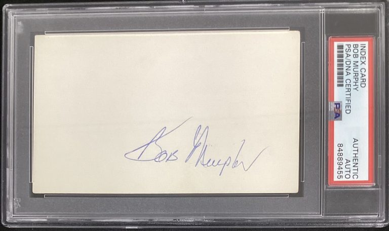 Bob Murphy Signed Index Card Baseball NY Mets Broadcaster￼ Autograph PSA/DNA