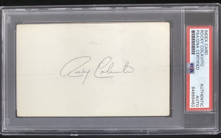 Rocky Colavito￼ Signed Index Card Baseball Autograph Cleveland Indians PSA/DNA