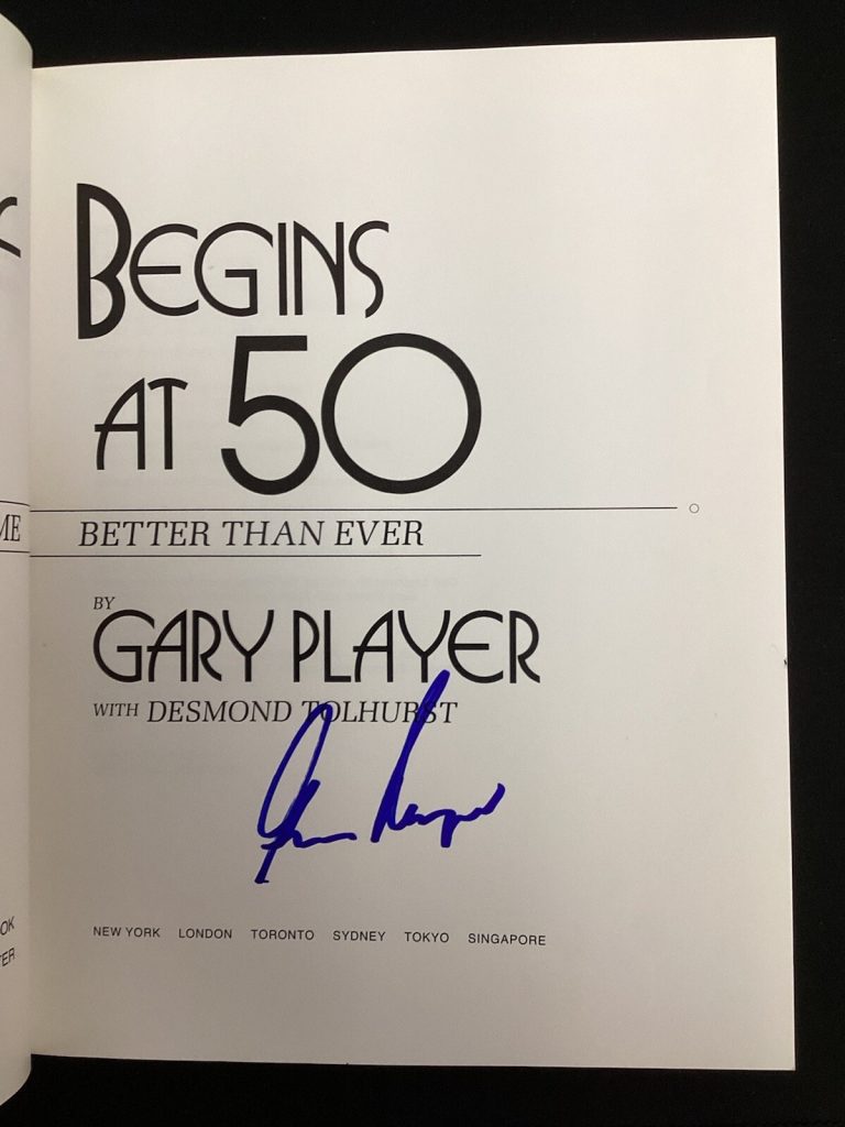 Gary Player￼ Signed Book Golf Begins at 50 Golf HOF Masters PGA Autograph JSA