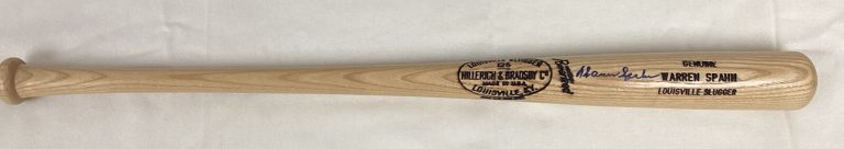 Warren Spahn Signed Baseball Bat Genuine Model Louisville Braves Autograph BAS