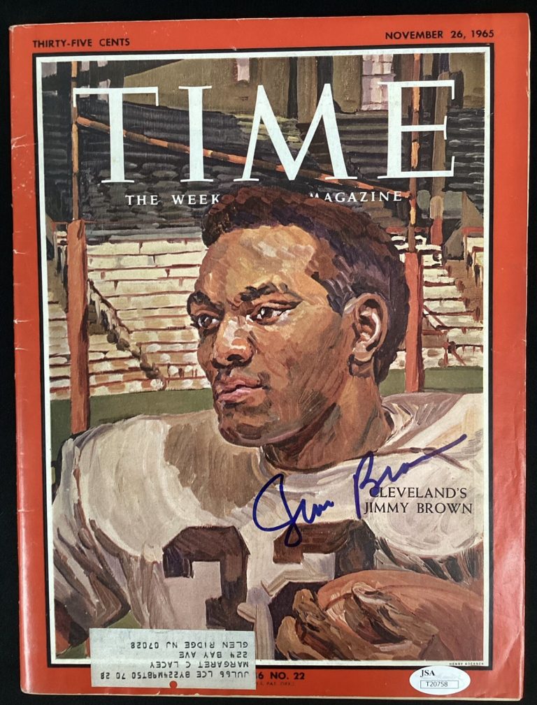 Jim Brown Signed Time Magazine 11/26/65 Cleveland Browns Autograph MVP ROY JSA