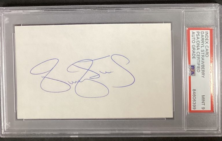 Darryl Strawberry Signed Index Card Baseball New York Mets Autograph PSA/DNA MT9