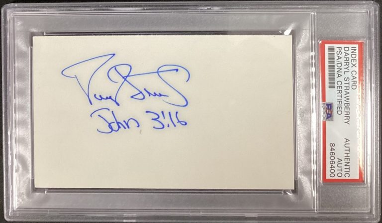 Darryl Strawberry Signed Index Card Baseball NY Mets Vintage Autograph PSA/DNA