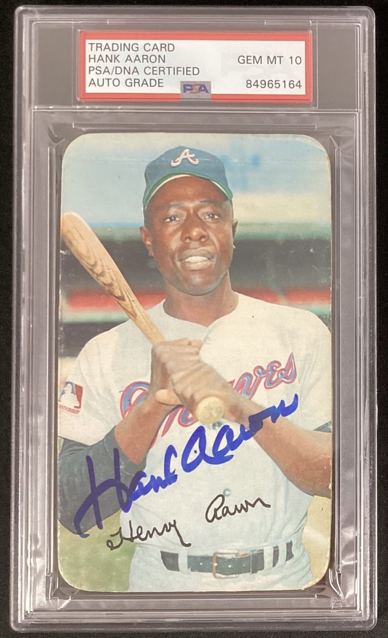Hank Aaron Signed 1970 Topps Super #24 Baseball Card POP 2 HOF PSA/DNA Auto 10