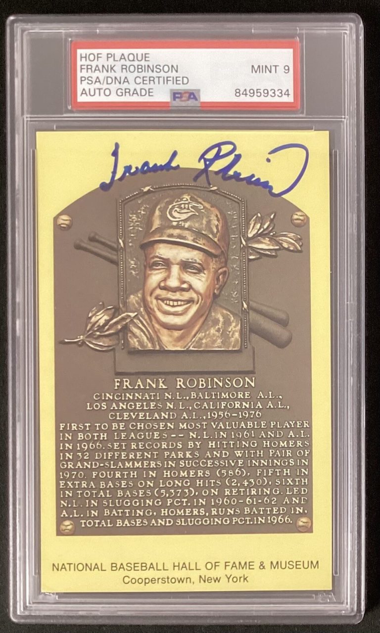 Frank Robinson Signed Gold Plaque HOF Postcard Yellow Orioles PSA/DNA Auto 9 #2