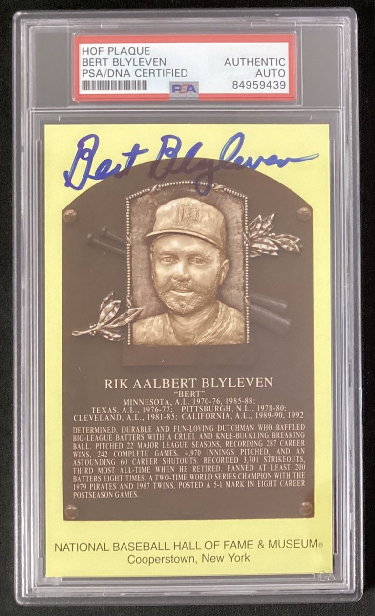 Bert Blyleven Signed Gold HOF Plaque Postcard Yellow Baseball Autograph PSA/DNA