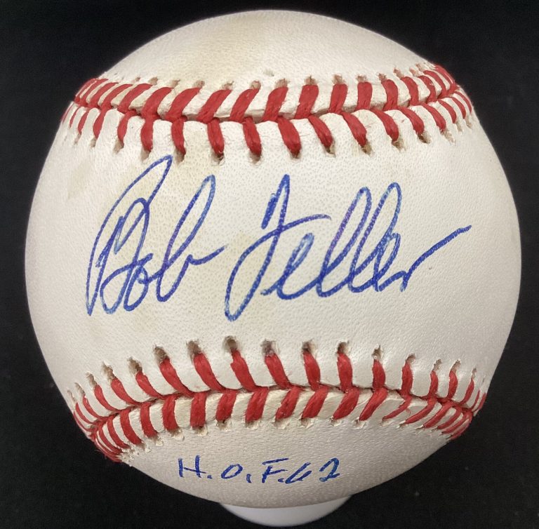 Bob Feller Signed Baseball Len Coleman Indians Autograph HOF 62 Insc JSA #2