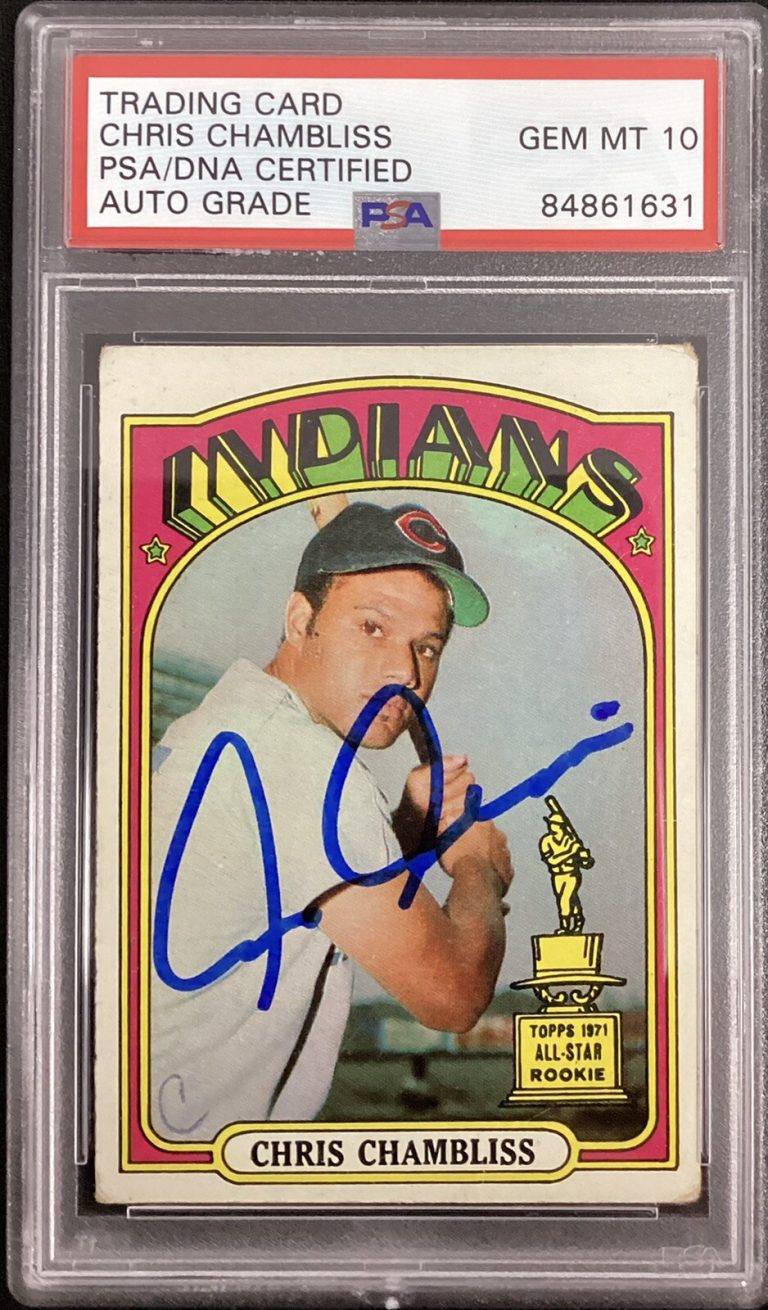 Chris Chambliss￼ Signed 1972 Topps #142 Rookie Card RC Indians PSA/DNA Auto 10