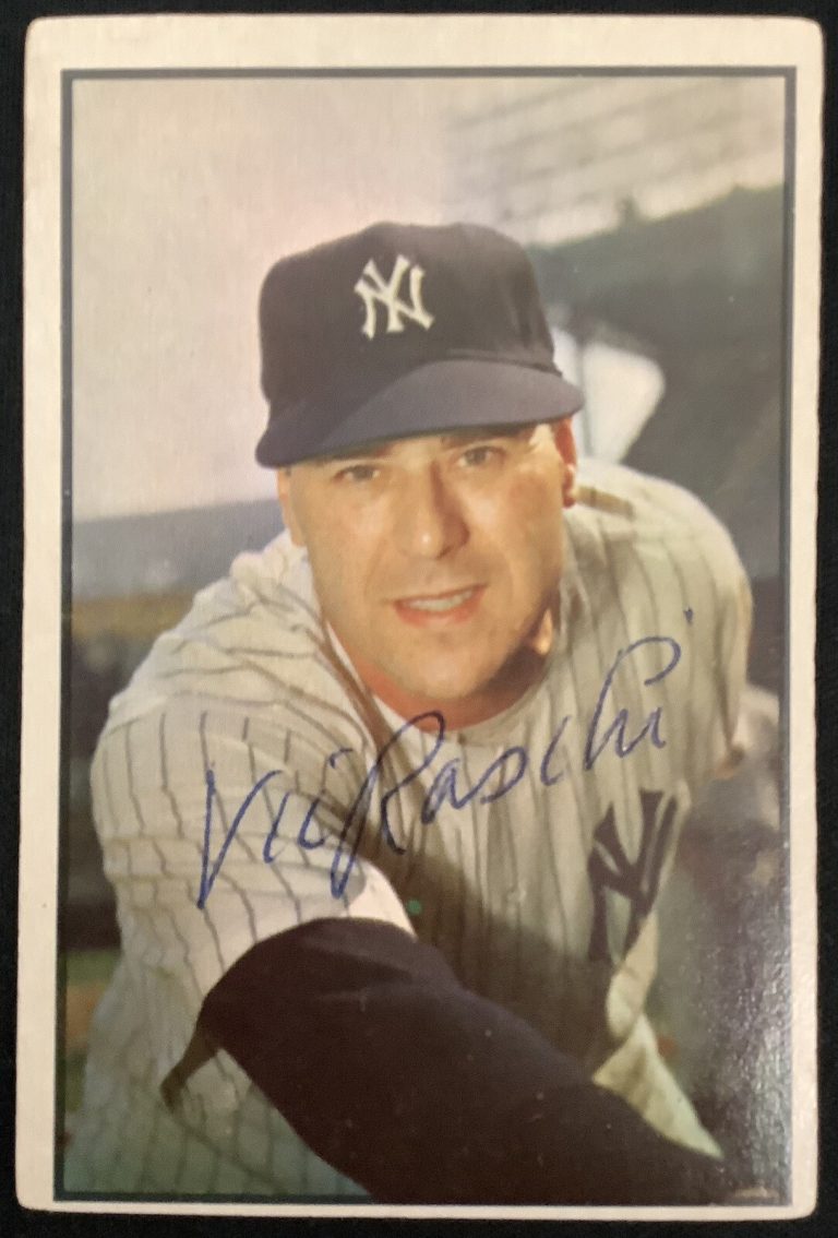Vic Raschi Signed 1953 Bowman Color #27 Autograph Baseball Card NY Yankees JSA