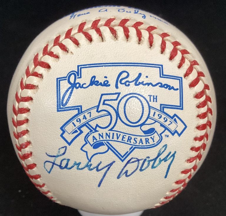 Larry Doby Signed Baseball Jackie Robinson Day Autograph 1997 50th Beckett BAS