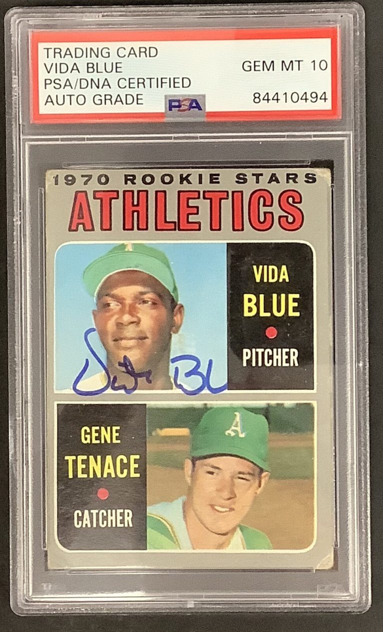 Vida Blue Signed 1970 Topps #21 Rookie Card Athletics WSC PSA/DNA Autograph 10