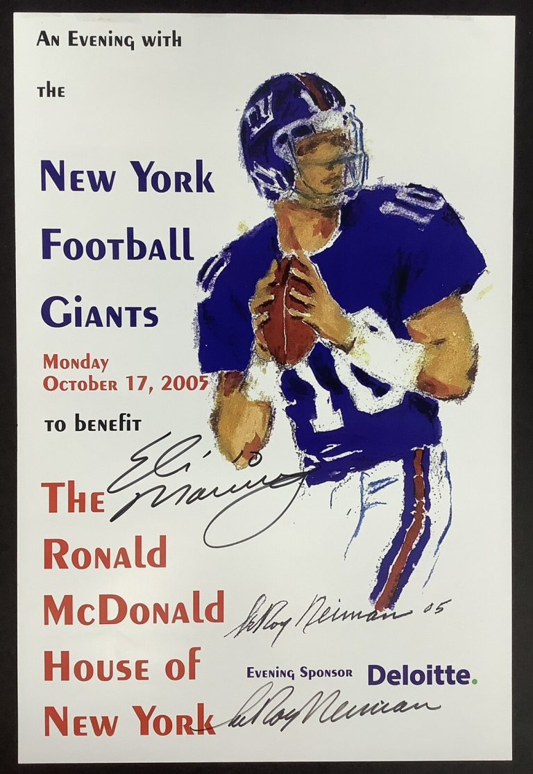 Eli Manning Signed Poster LeRoy Neiman Football Giants Autograph McDonald JSA