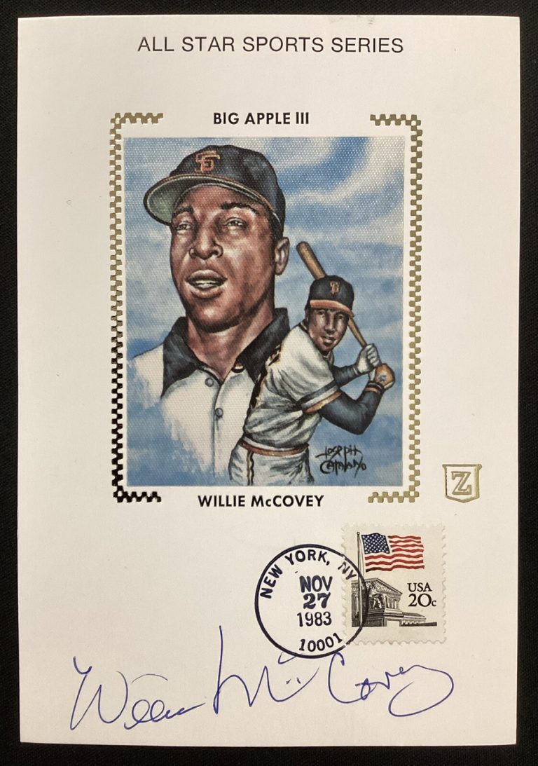 Willie McCovey Signed Z Silk Cachet Postcard Style FDC 1983 Giants Auto HOF TPG