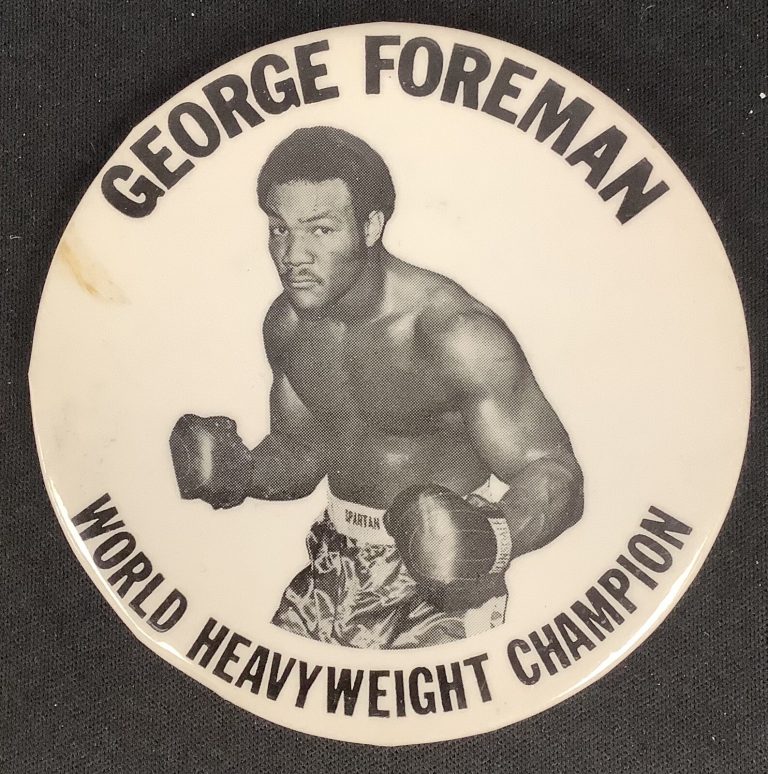 George Foreman vs Muhammad Ali Pin Back World Heavyweight Champion Button Boxing