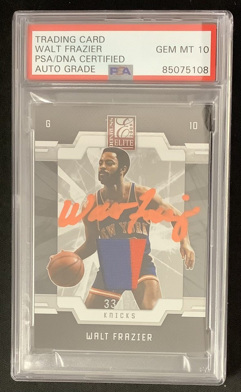 Walt Frazier Signed 2010 Panini Basketball Card Patch 33/50 PSA/DNA Auto Gem 10