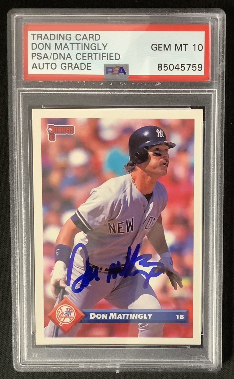 Don Mattingly Signed 1992 Donruss #609 Yankees Baseball Card Auto PSA/DNA MT 10