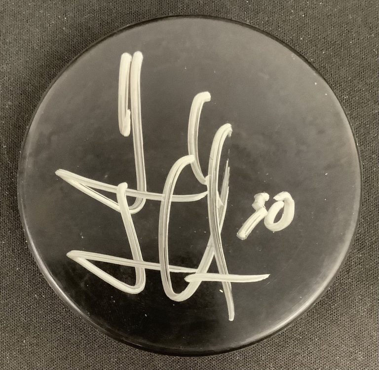 Henrik Lundqvist Signed Puck NY Rangers Goaltender Autograph Perry Ellis GQ JSA