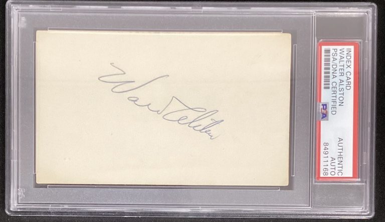 Walt Alston Signed Index Card Baseball Brooklyn Dodgers HOF PSA/DNA Autograph