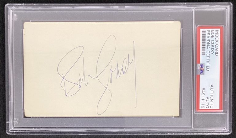 Bob Cousy Signed Index Card Basketball HOF Autograph Boston Celtics PSA/DNA