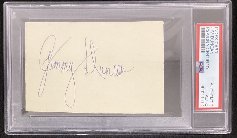 Jim Duncan￼ Signed Index Card Football Baltimore Colts ￼SB V Autograph PSA/DNA