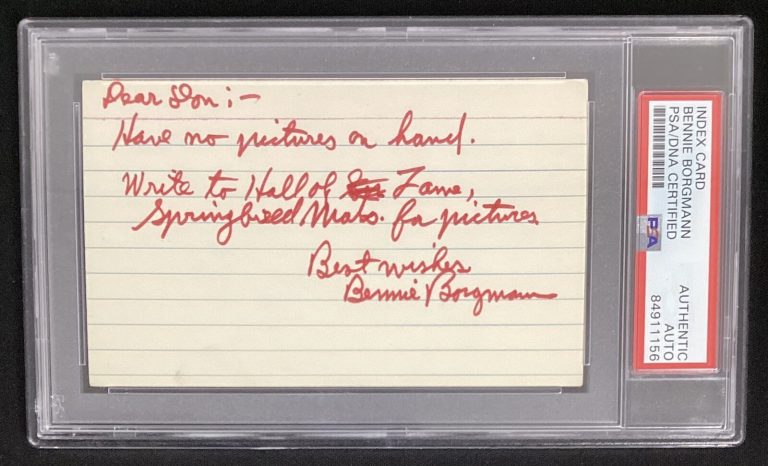 Bennie Borgmann Signed Index Card Note Basketball HOF Celtics Autograph PSA/DNA