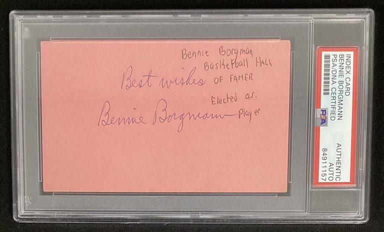 Bennie Borgmann Signed Index Card Basketball HOF Celtics Autograph PSA/DNA #2