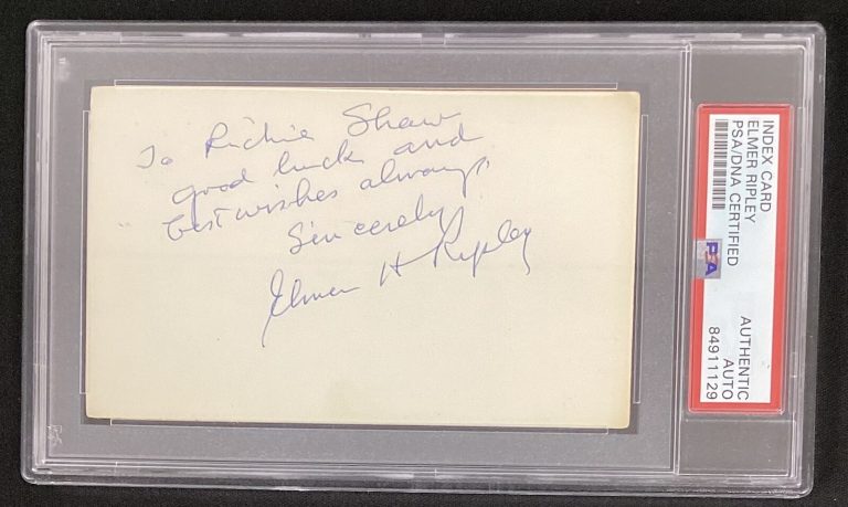 Elmer Ripley Signed Index Card NBA Basketball HOF Autograph Notre Dame PSA/DNA 2