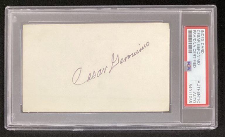 Cesar Geronimo Signed Index Card Baseball Cincinnati Reds Autograph PSA/DNA