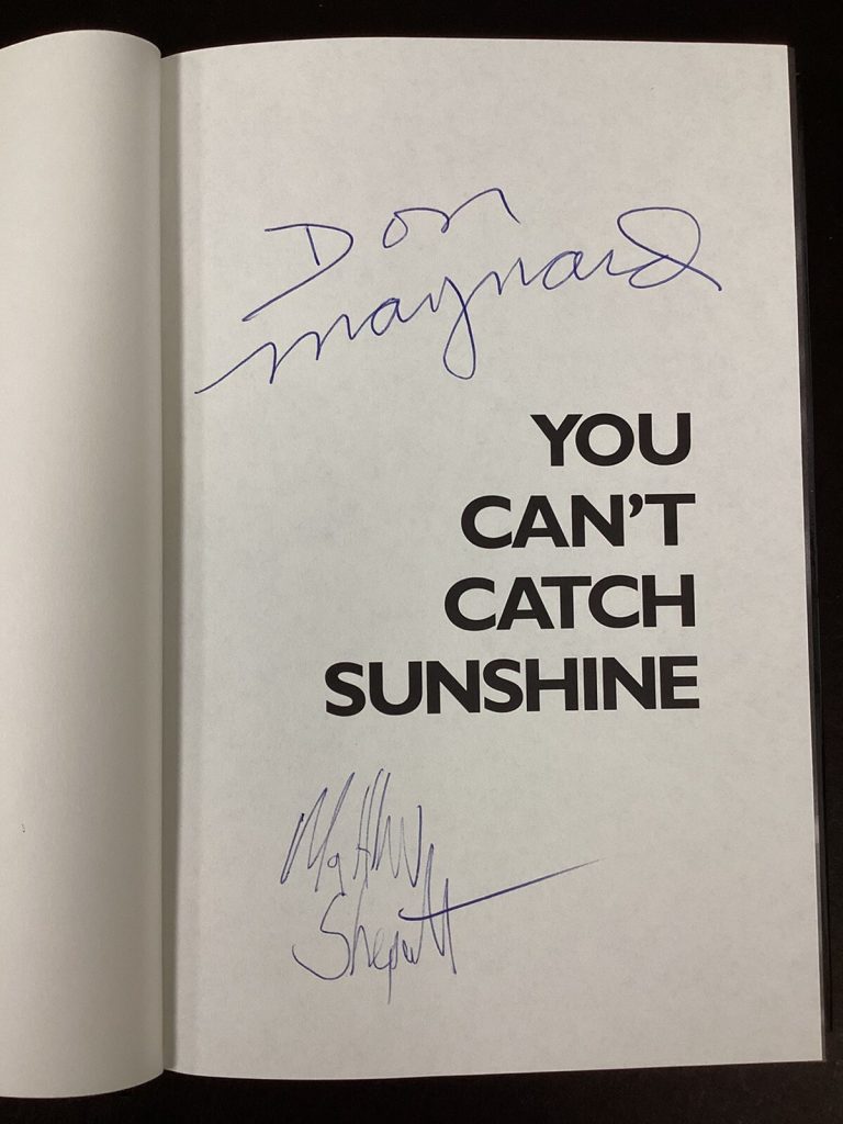￼Don Maynard Signed Book You Can’t Catch Sunshine NY Jets Football Autograph TPG
