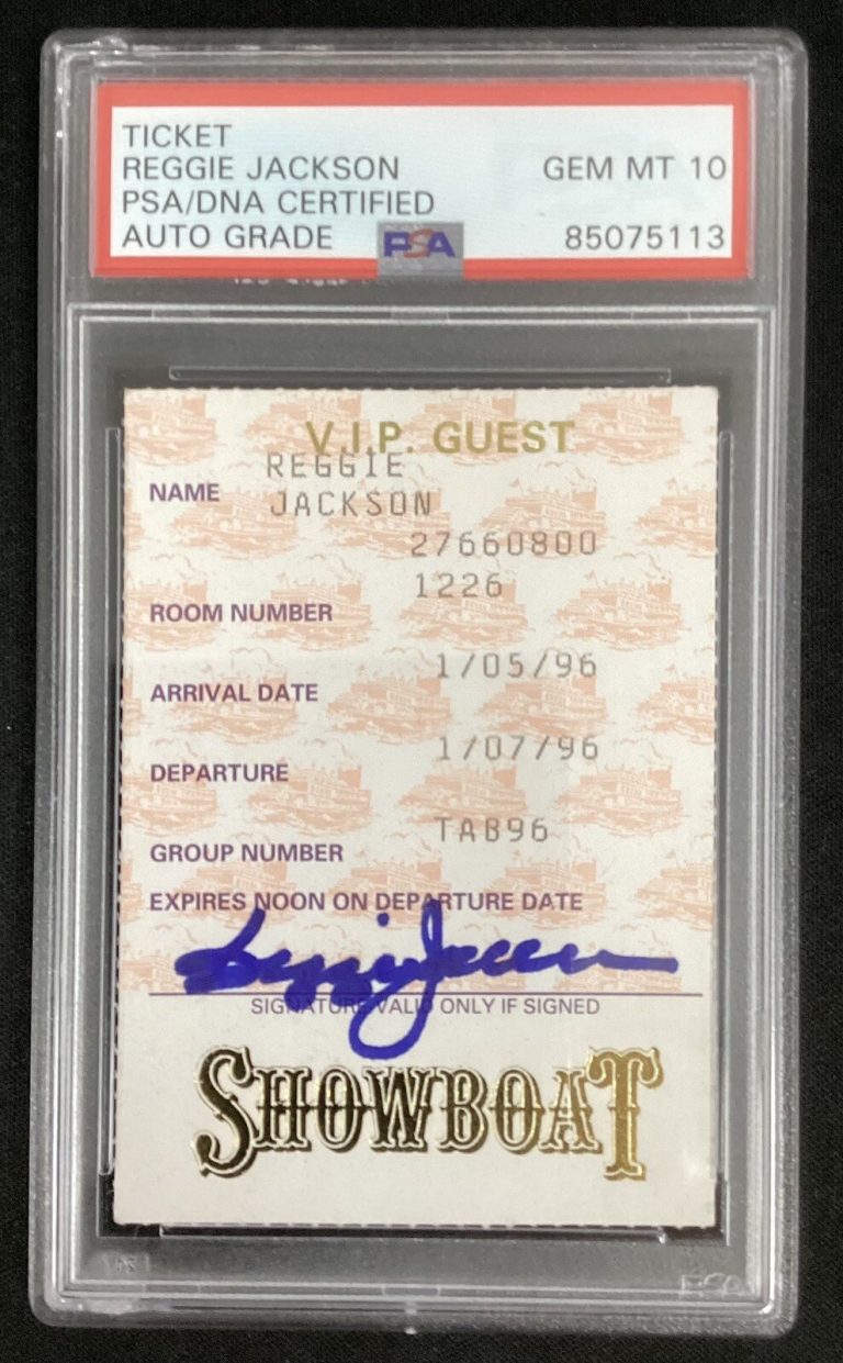 Reggie Jackson Signed Ticket VIP Guest Showboat AC 1996 Autograph PSA/DNA Gem 10